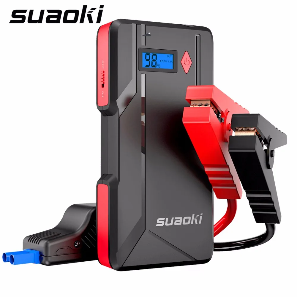 

Suaoki P6 Jump Starter 800A Peak Car Battery Up to 6.0L Gas or 5.0L Diesel Engines LCD Screen 2 USB Port Power Bank Flashlight