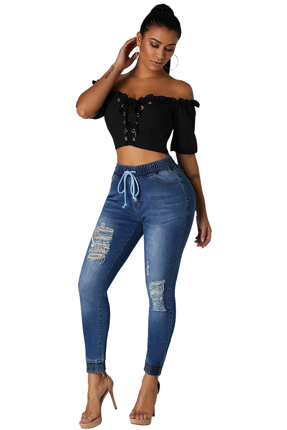 Dark-Blue-Denim-Mode-Distressed-Jogger-Pants-LC786034-5-3
