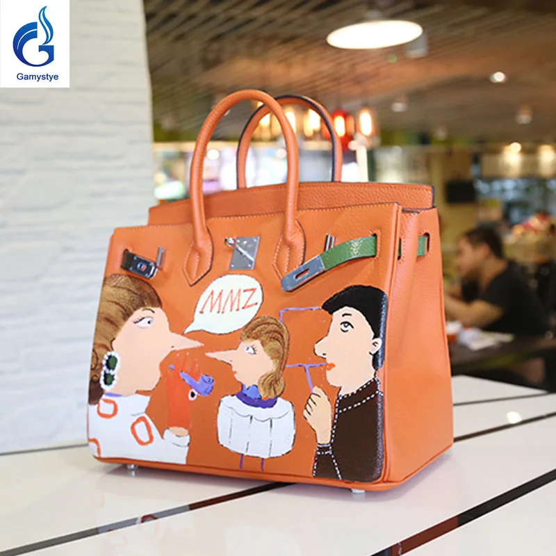 

Graffiti Custom Bags Hand Painted bag Women luxury Bag painting color Graffiti handbag blose female women leather bags mum momma
