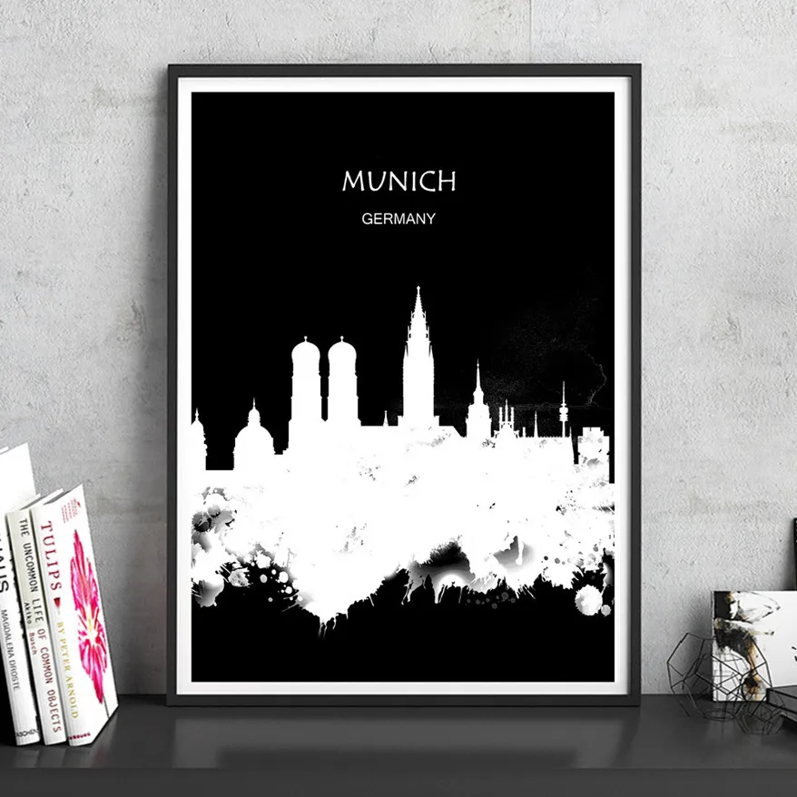 

MUNICH Germany Abstract City Landscape Painting Watercolor Print Poster Wall Sticker Home Decor Living Room Bar Cafe pub 42x30cm