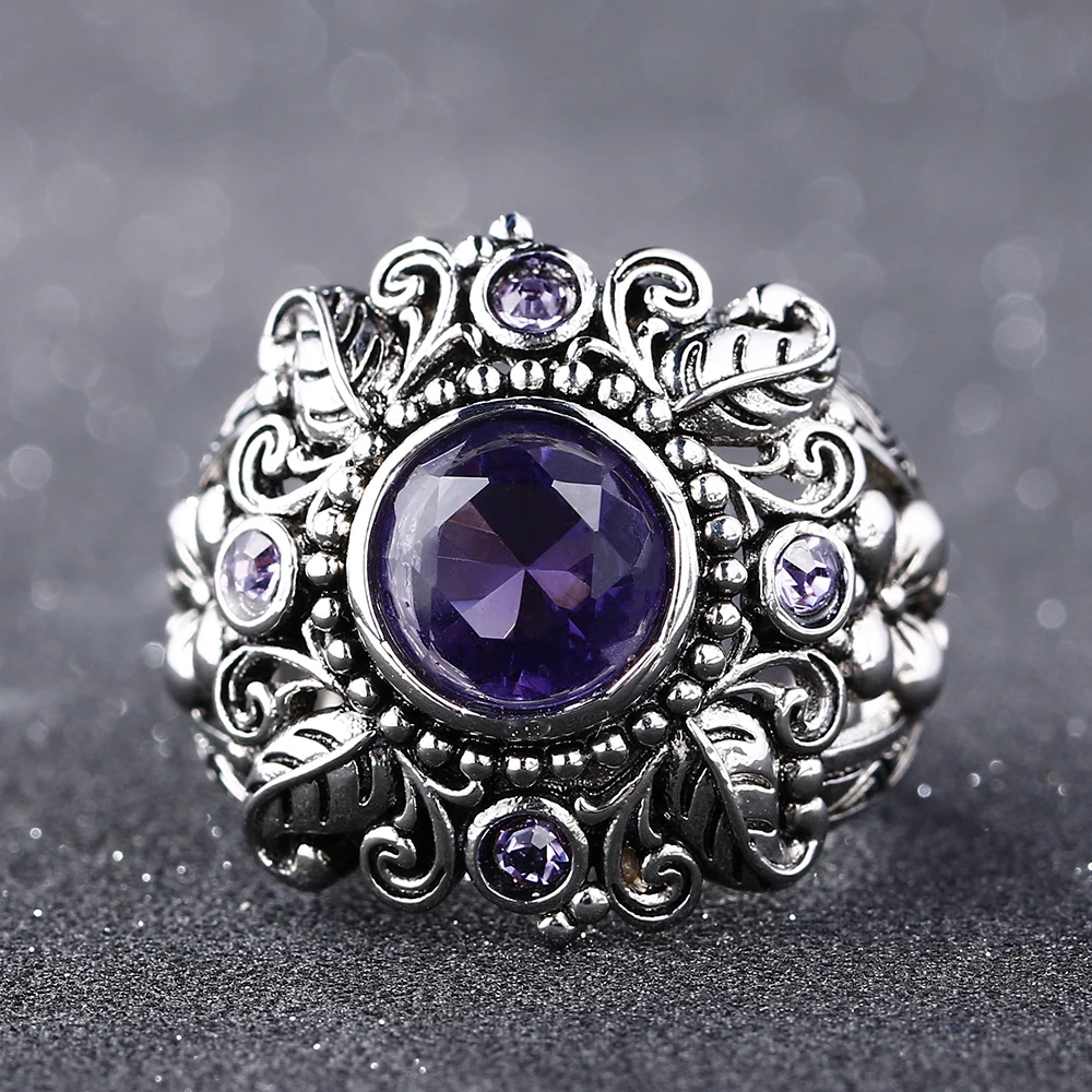 Bague Ringen, Ретро стиль, 925 пробы, серебряные ювелирные изделия, натуральный фиолетовый аметист, драгоценный камень, кольца для женщин, мужчин, Подарок на годовщину