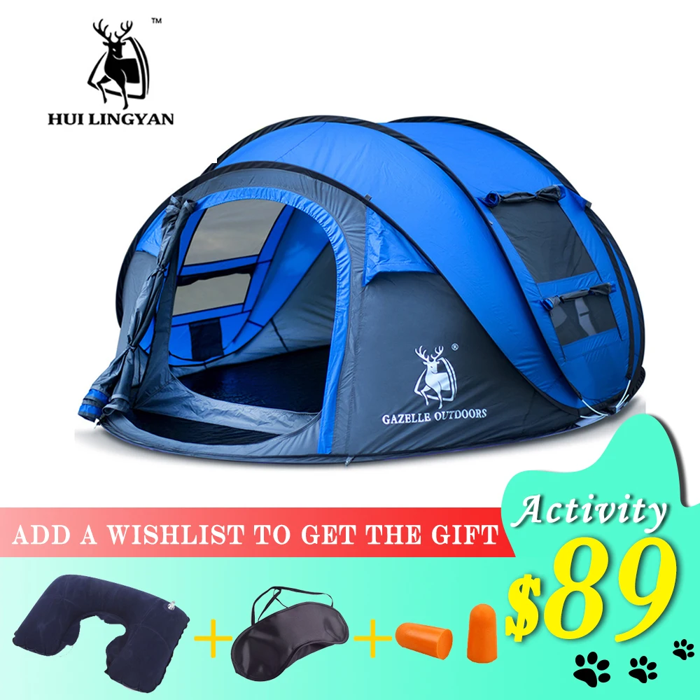 

New 3-4 People Camping Tent Outdoor Automatic Leisure Travel Tent Throw Pop Waterproof Camping Hiking Tent Waterproof Large Tent