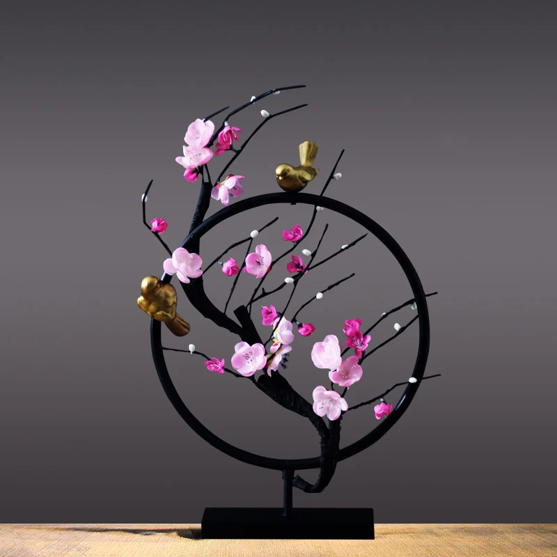 Творческий Цветок Птица Утюг круглый форма статуэтки домашний стол интимные аксессуары Современная Гостиная Desktop орнамент Zen талисман украшения