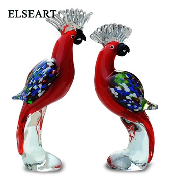 

Colored a pair of glaze parrot Decoration crystal glass birds Ornaments Figurines glass Crafts Home wedding gift