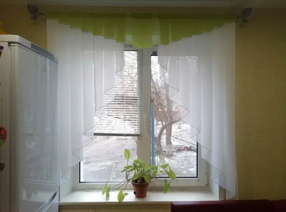 costura cores tule varanda cozinha janela cortina cega 1pc