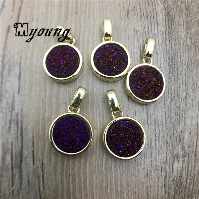 Rodada de Quartzo de Titânio Encantos para a Jóia Ágatas Druzy Encantos Titanize Drusy Diy My1787 4 Cheap Encantos