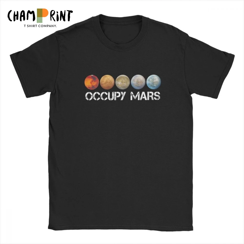 

Men's T Shirt Occupy Mars Terraform Casual Tops Apollo Astronaut Spacex Tees Crew Neck Clothes 100% Cotton Plus Size T-Shirt