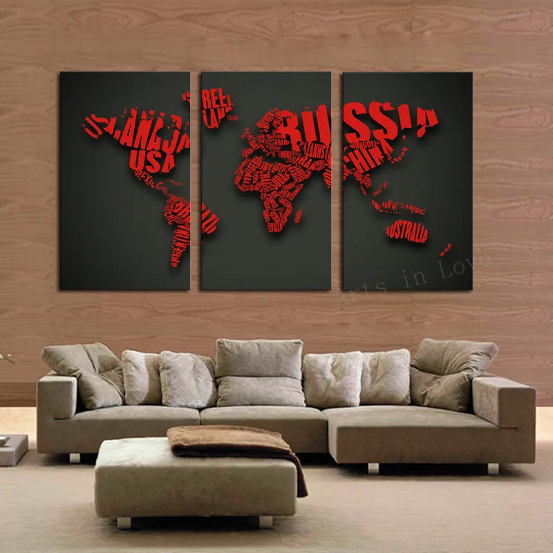 

3 PCS Large HD Wall Paintings Picture Words Map Decorative Canvas Painting Prints On Canvas For BedRoom Without Frame