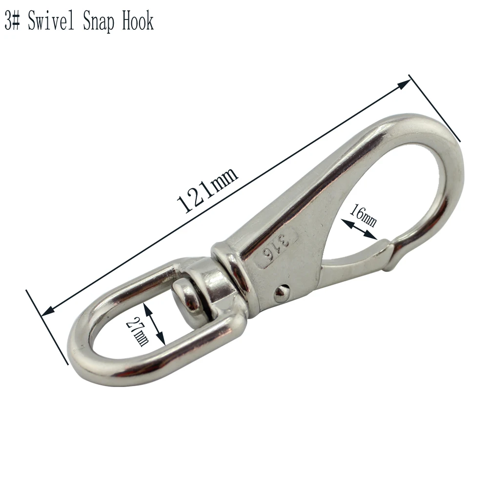 

Stainless Steel 304/316 Eye Swivel Snap Hook Bag Snap Carabiner Quick Release Dog Chain Bolted Hook 3#(121mm)