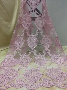 

2019 high quality sequence French Nigerian sequins net lace,African tulle mesh sequence lace fabric for dress 5yards/lot peach