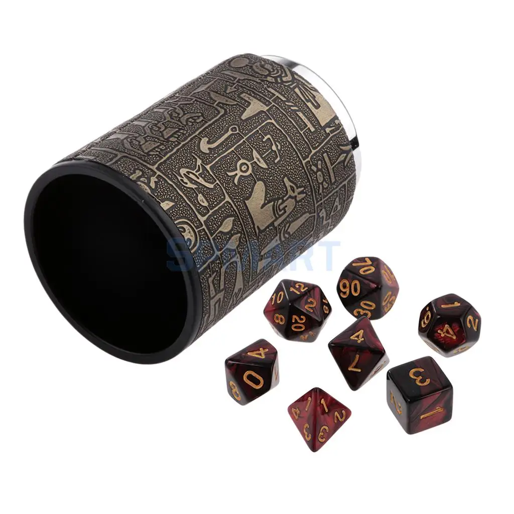 

7X Polyhedral Dice Game for Dungeons and Dragons D20 D12 D10 D8 D6 +Dice Cup