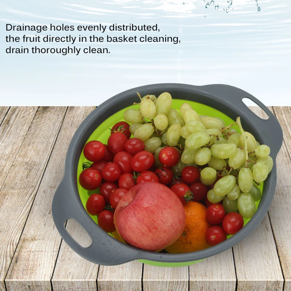 Складной мытье овощей и фруктов закрытый сеткой слив Ситечко Дуршлаг кухонная утварь аксессуары