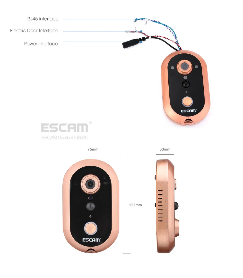 Newst ESCAM дверной звонок QF600 Wifi мини ip-камера HD P2P крытое Наблюдение ночного видения камера видеонаблюдения с TF sd-картой