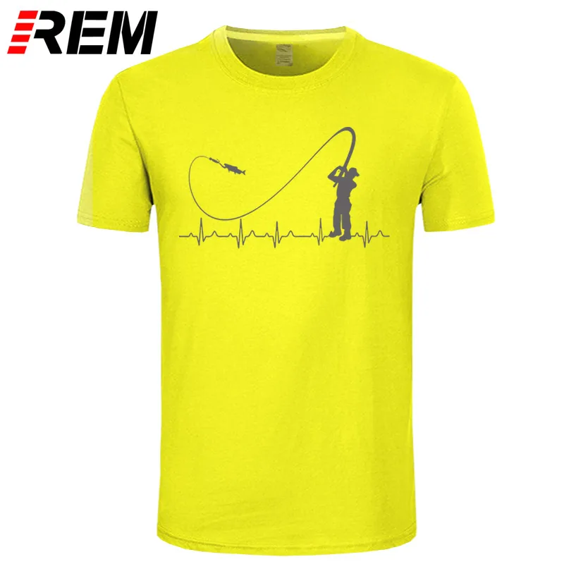 REM Fishinger сердцебиение Футболка-забавная рыба рыбак подарок идея Новая мода Мужская футболка мода короткий рукав распродажа хлопок
