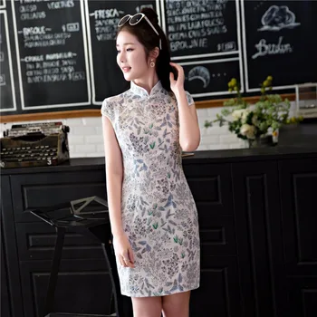 

Shanghai Story China Qipao Traditional Chinese Dress Women's Clothing Cheong-sam Dress Elastic Cotton China Qipao 2 Color