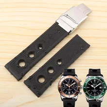 High quality men’s watch accessories 22MM black waterproof rubber for AVENGER Superocean Hritage Watch Free Shipping