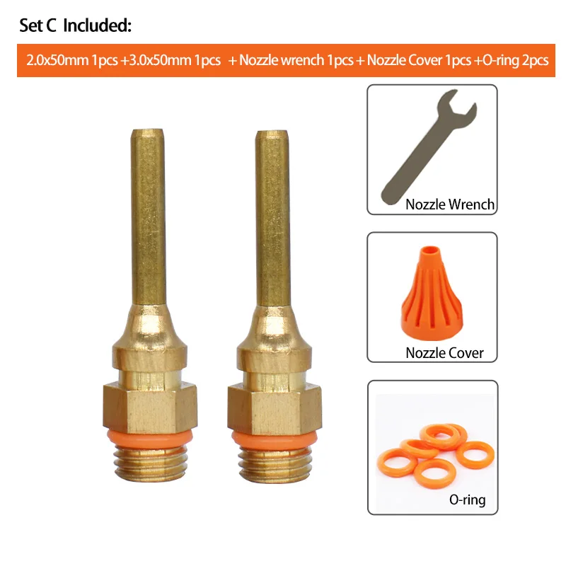 2,0x50 мм 3,0x50 мм термоплавкий клеевой пистолет с длинной медной насадкой большого диаметра клеевой пистолет с насадкой для ремонта, 1 шт./лот - Цвет: 2.0x50mm 3.0x50mm