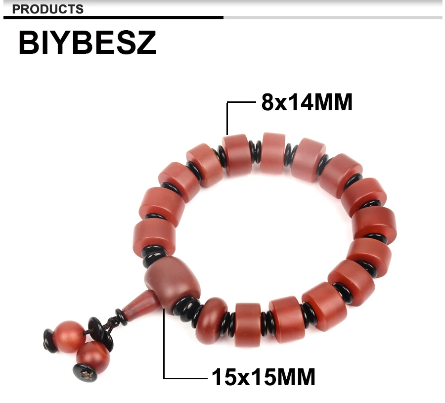 DZI Jewelry Red Stone round Natural agat bead Elastic Bracelets Charm Men's Bracelet Daily accessories Fashion present For him (2)