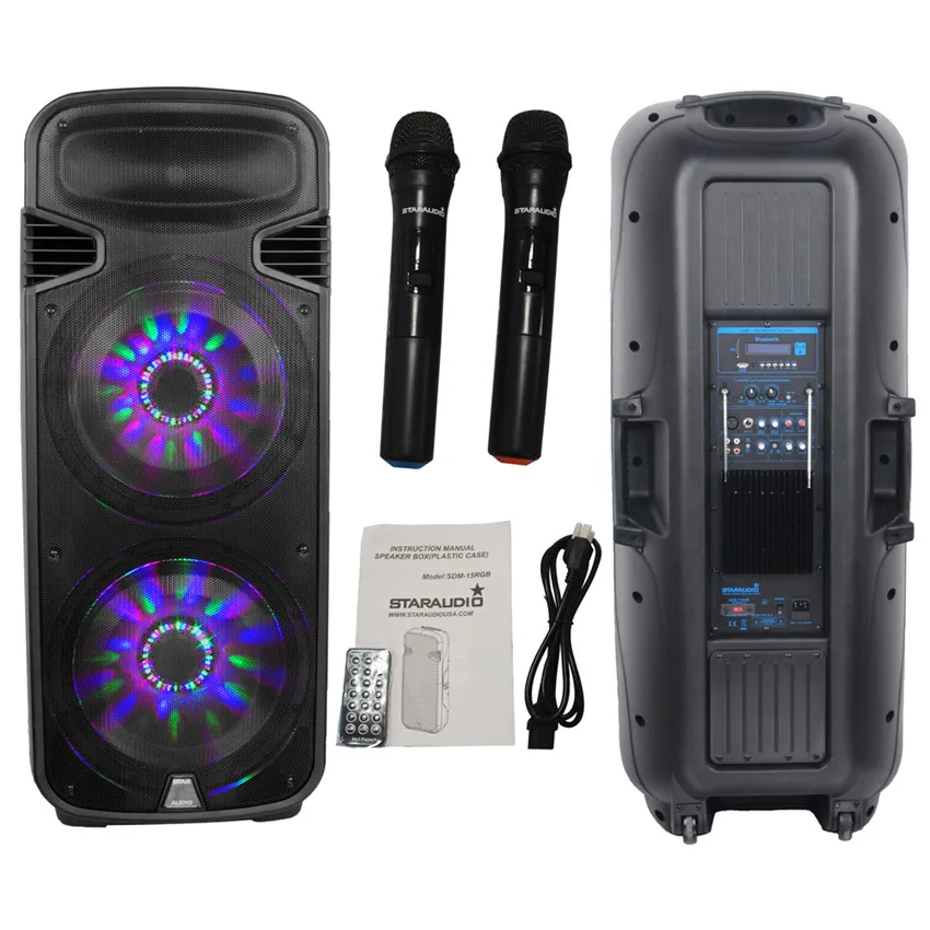 dual 15 inch speaker with microphone