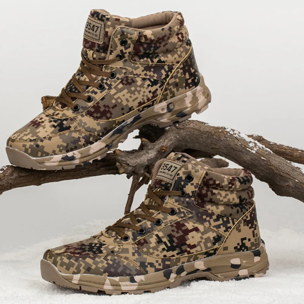 

England Vintage Men Shoes Autumn 2018 Winter Leisure Outdoor Sneakers Camouflage Style Keep Warm Desert Military Boots Nov21