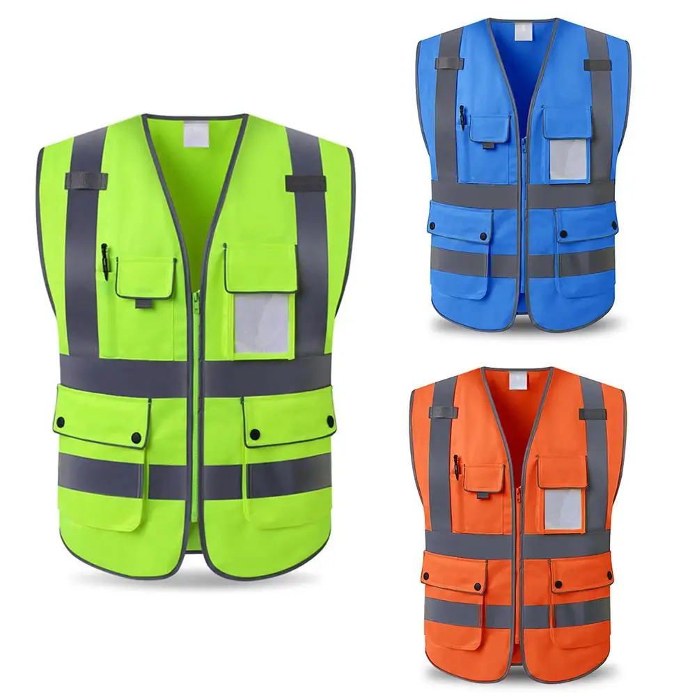 

High Visibility Unisex Reflective Safety Vest Multi Pockets Protective Traffic Vest Running Cycling Sport Outdoor Clothing Vest