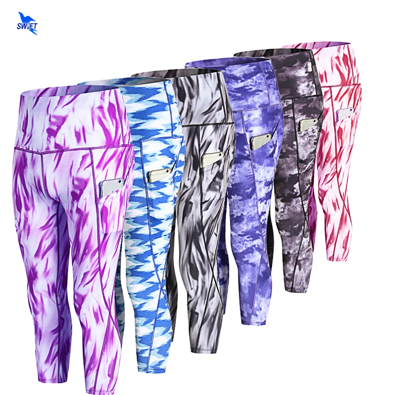 

Women Compression Running Skin Tights 3/4 Pants Capri Leggings Sports Gym Fitness Jogging Calf Length Trousers Quick Dry Elastic