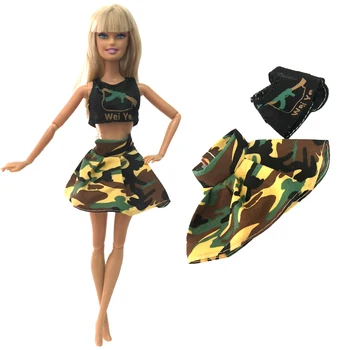 

NK One Set Doll Dress Top Camouflage Imitation Dress Dress Clothes For Barbie Doll Accessories Gift Toys 270C 5X