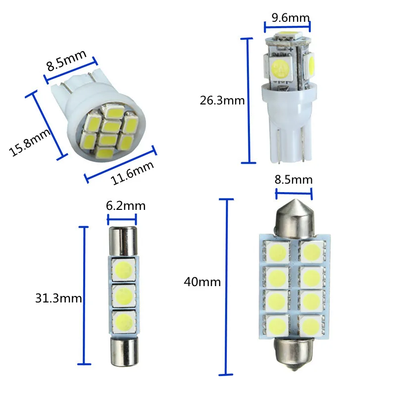 15 шт. T10 5/8SMD гирлянда 31/42 мм светодиодный Автомобильная сигнальная лампа светильник Подсветка салона Лампы для чтения Комплект для Chevy Silverado автомобиля