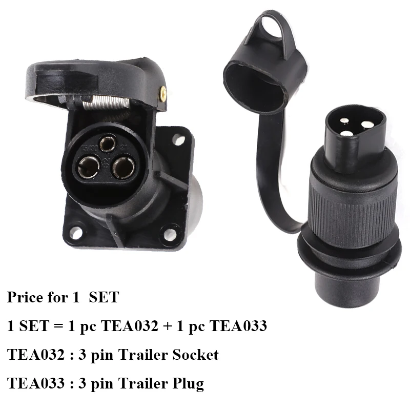 

1 SET AOHEWEI European Standard Auto Parts 3 Pin Plastic Trailer plug socket 12V 3 Way Trailer Connectors with 4 fixing point
