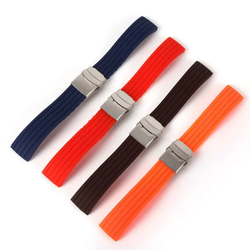

2018 New Hot Rubber Watch Strap Band Deployment Buckle Waterproof Watchband 16mm,18mm, 20mm, 22mm, 24mm