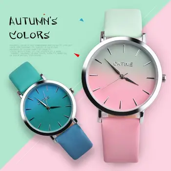 

12 Colors WOK13402 OKTIME Ladies Watches Retro Rainbow Design Belt Analog Alloy Quartz Watch Hit Color Casual Women's Watch #W
