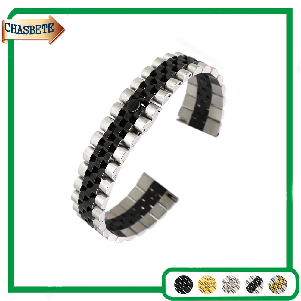 

Stainless Steel Watch Band for Cartier 18mm 20mm 22mm Men Women Metal Strap Belt Wrist Loop Bracelet Black Silver + Pin + Tool