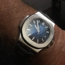 Известные часы Топ Бренд роскошные часы полностью стальные синие мужские модные деловые наручные часы для мужчин patek водонепроницаемые армейские часы