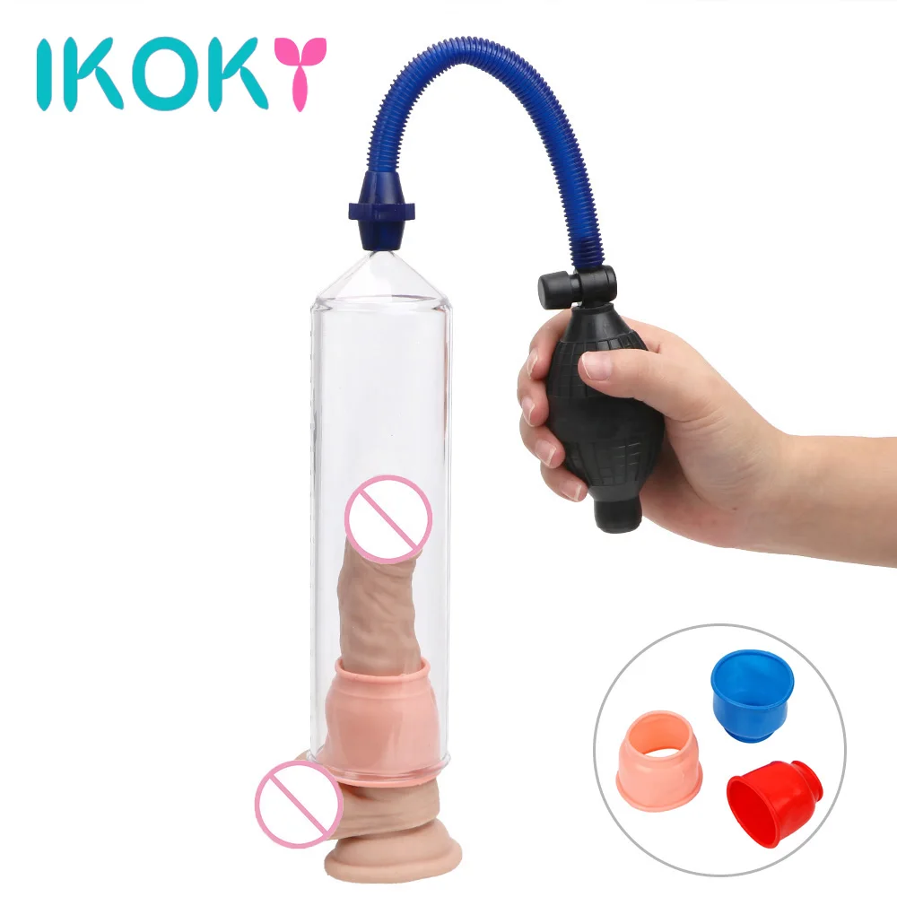 IKOKY Penis Pump Extender Climax Delayed Ejaculation Cock Enlargement Sex Toys For Men Vacuum Male Masturbation | Красота и здоровье