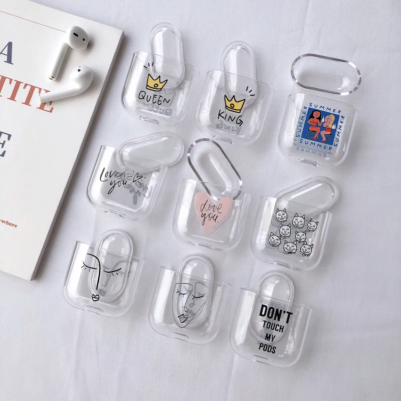 

cartoon cute lovely new design Transparent Hard Case for AirPods 2 case Earphone Charging Box Cover Bag for AirPods Protective