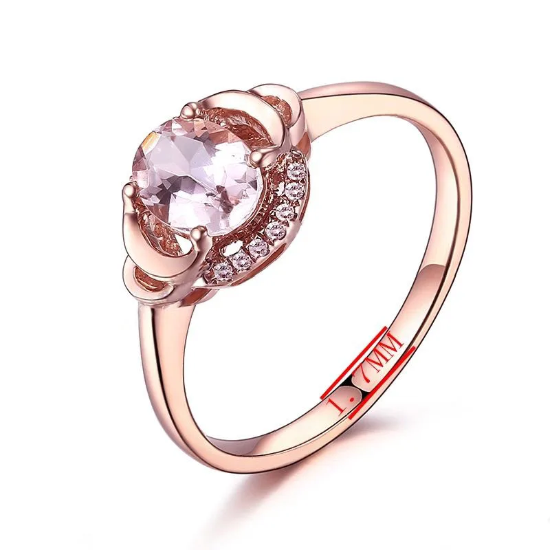 HELON Fine Jewelry Solid 10K Rose Gold Oval 7x5mm Pink Morganite Pave Natural Diamonds Ring Engagement Wedding Gemstone Ring