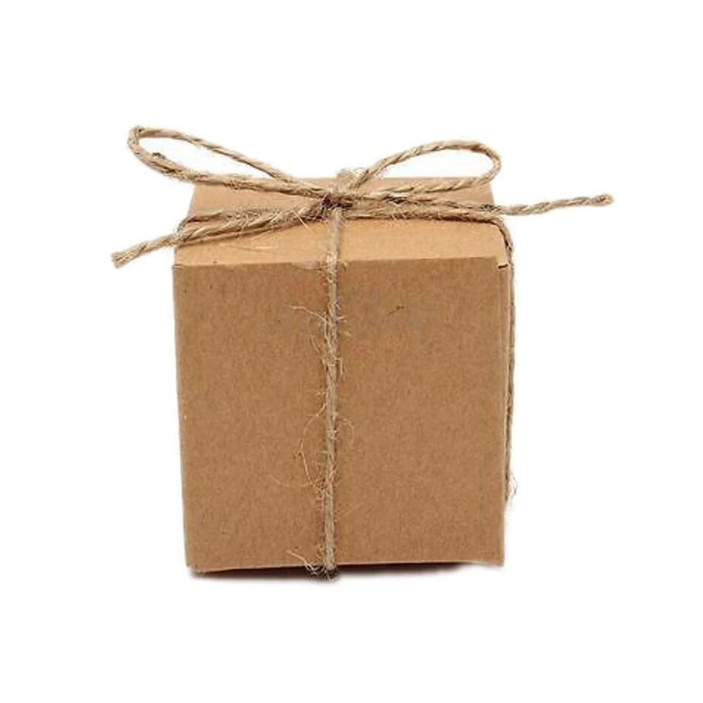

10Pcs/Lot 4*4*4cm Vintage Wedding Decoration Gifts Storage Box For Guests White Brown Kraft Paper Wedding Candy Box