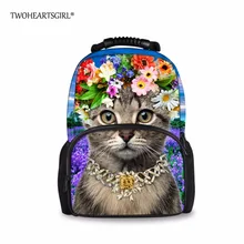 TWOHEARTSGIRL Печати Кошка Рюкзак для Женщин с Цветок Жгут Подросток Девушки Путешествия Backbag Колледжа Девушки Школы Bagpack