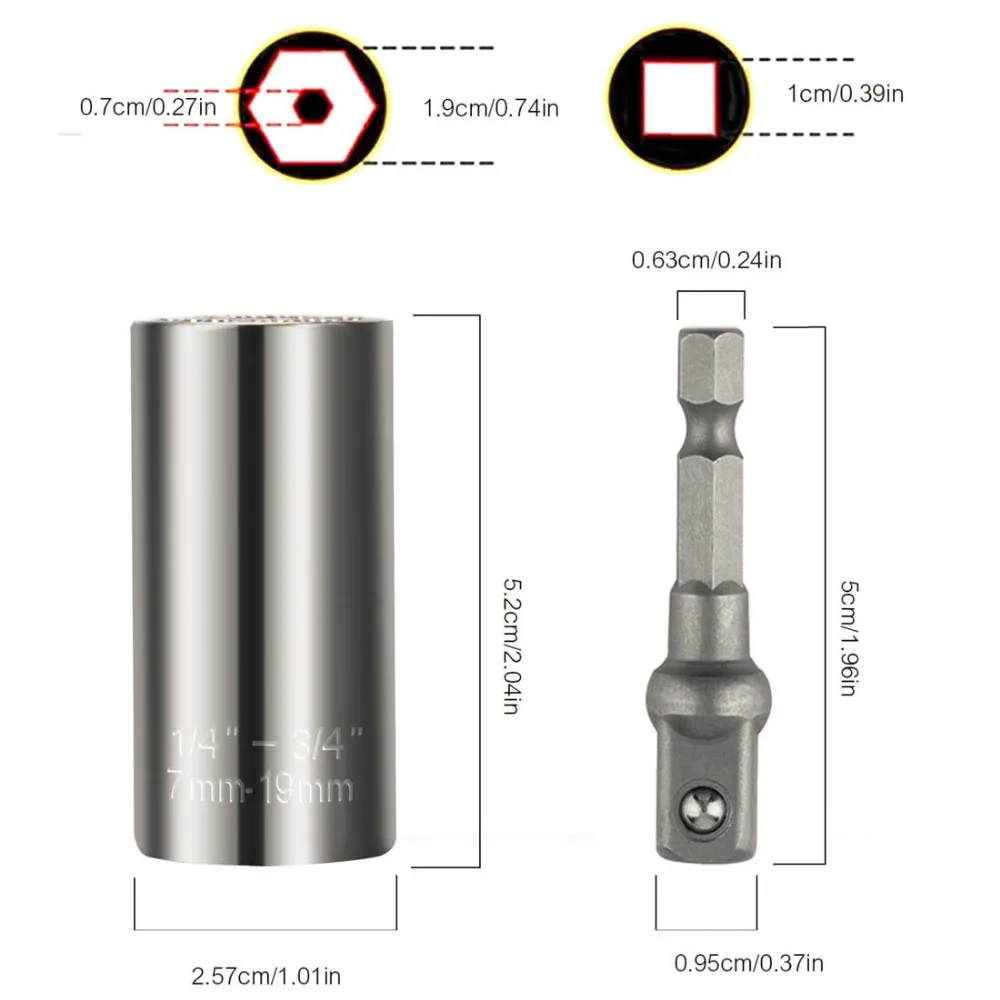 1 шт. 7-19 мм храповая втулка ключ магический гаечный ключ универсальный динамометрический ключ головка рукав Волшебная розетка мульти Ручной инструмент сплав адаптер