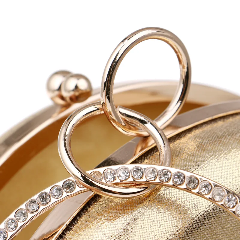 Для женщин Сумки кольцо бриллианты ручка Круглый вечернее клатч цепи Crossbody сумки для Для женщин вечерние круговой макияж мешок серебра
