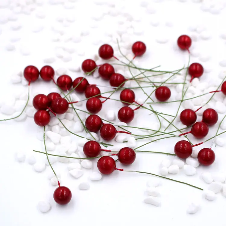 50 шт. супер жемчужные Искусственные пластиковые тычинки маленький цветок вишня ягоды для свадьбы короны Рождественский торт коробка Decoratio