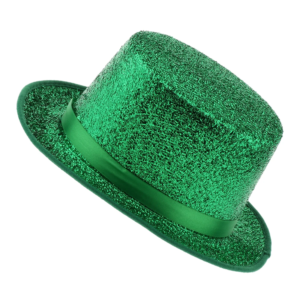 Adult Top Hat Fancy Dress Shiny Sequin Satin Magician Stage Performing Hat Costume Party Favors for Mens Ladies