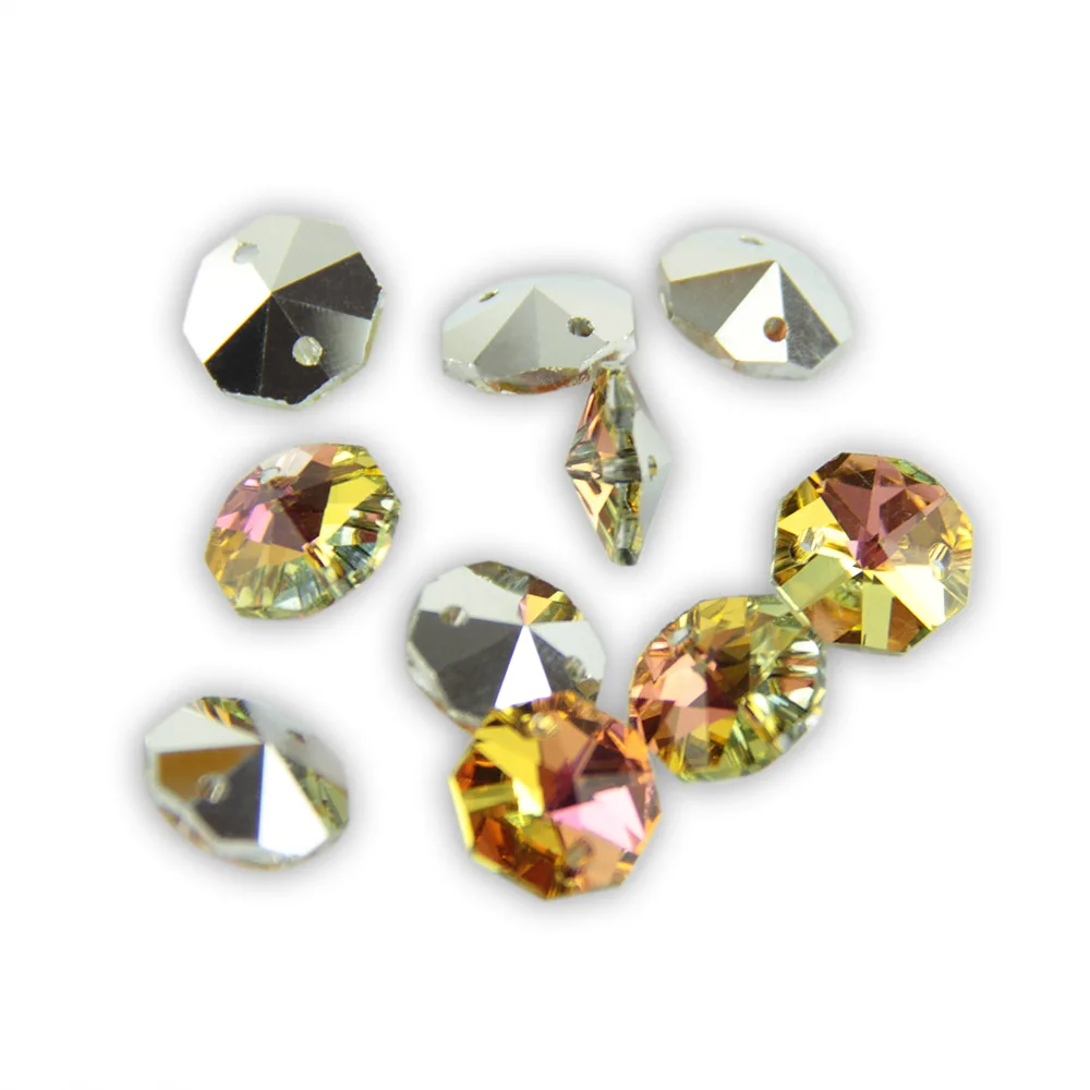 

Chandelier Beads 14mm Advanced Glass Mix Color In Two Holes Crystal Octagon Prism Bead Decorative Lighted Beads