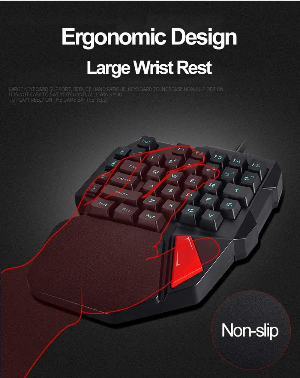 FELYBY K108 одной рукой Gaming Keyboard проводной 38 Ключи светодио дный подсветкой USB