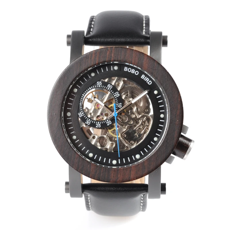 Wood Watch Men Vintage Bronze Skeleton for BOBO BIRD