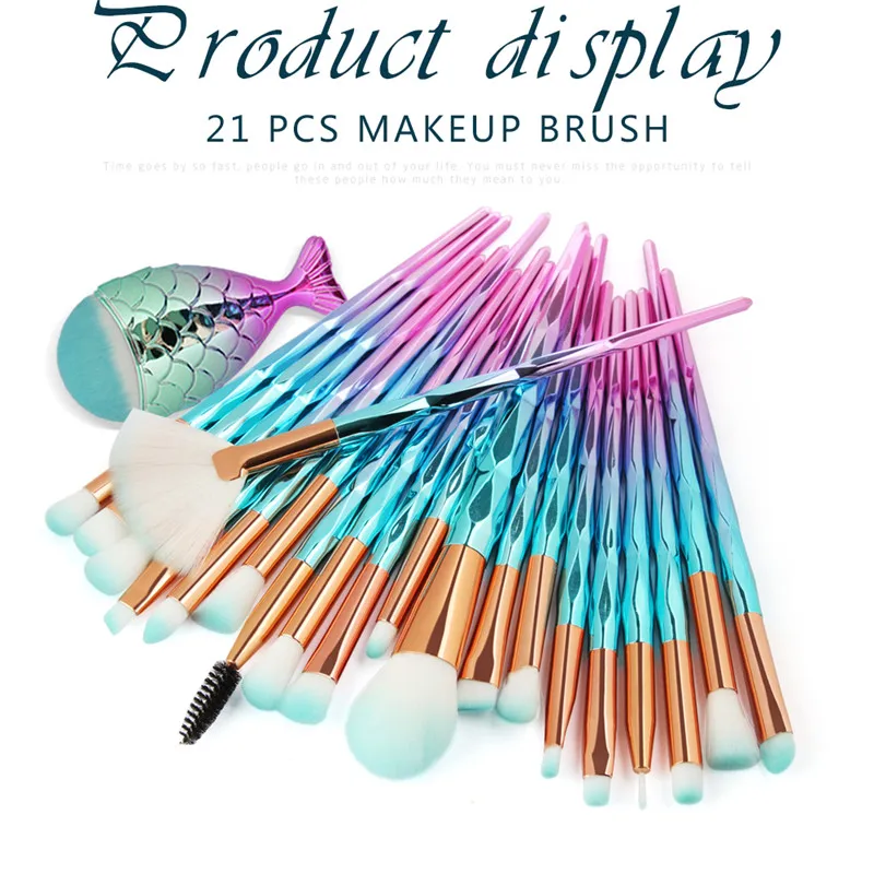 

21pcs/lot Makeup Brushes Set 3D Diamond Rainbow Eyeshadow Brush Foundation Powder Cosmetics Brush Kit Beginners Makeup Tools