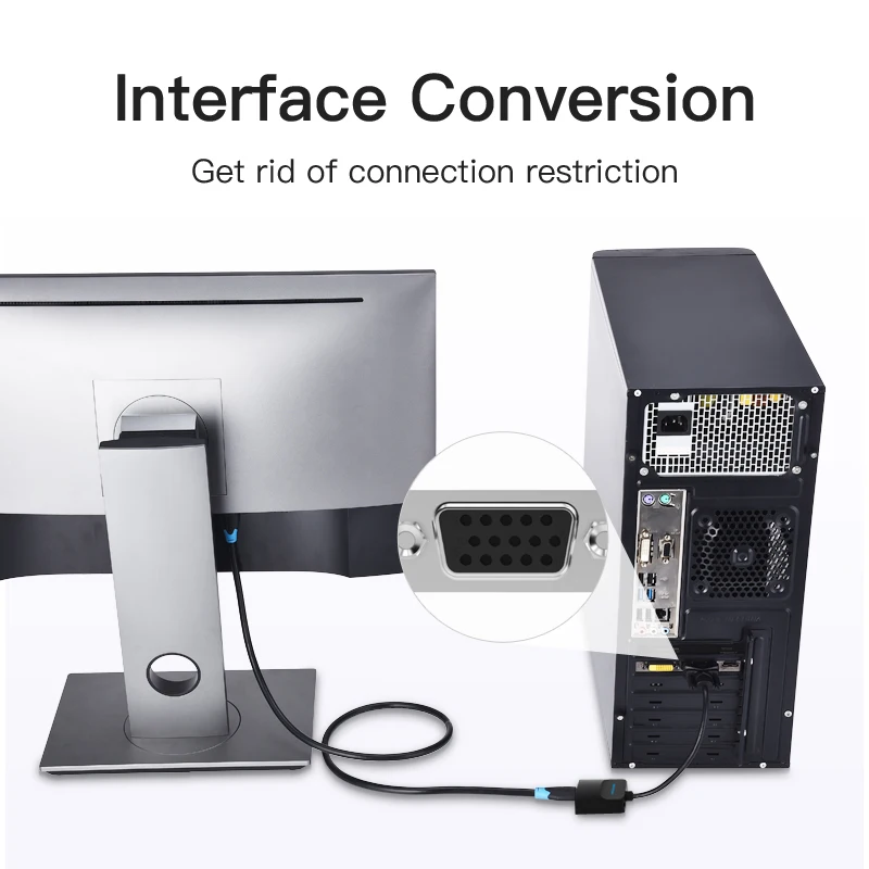 Адаптер Vention с VGA на HDMI аудио поддержкой 1080P для ПК ноутбука HDTV проектора Видео