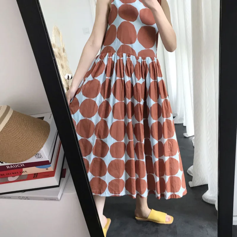 

LANMREM 2019 new summer fashion korean styles women clothes T4001 Wave Point Dress round neck polka dots printed dresses WG26901