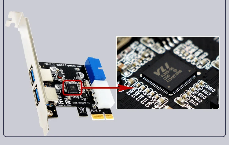 USB 3.0 PCI-E Expansion Card Adapter External 2 Port USB3.0 Hub Internal 19pin Header PCI-E Card 4pin IDE Power Connector