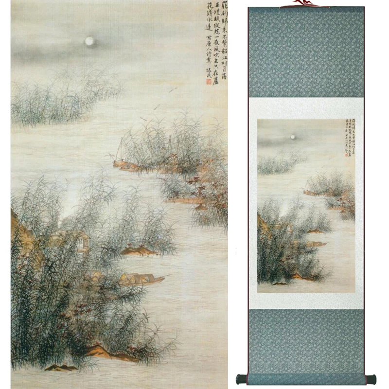 

Mountain and river painting Home Office Decoration Chinese scroll painting mountain and River painting LTW2017112602